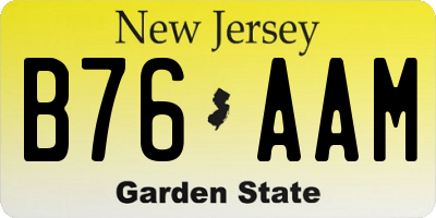 NJ license plate B76AAM