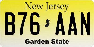 NJ license plate B76AAN