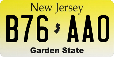NJ license plate B76AAO