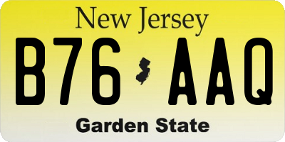 NJ license plate B76AAQ