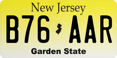 NJ license plate B76AAR