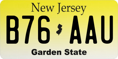 NJ license plate B76AAU
