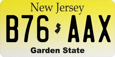 NJ license plate B76AAX