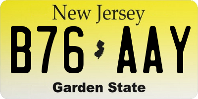 NJ license plate B76AAY