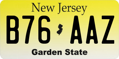 NJ license plate B76AAZ