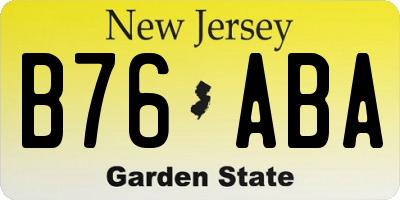 NJ license plate B76ABA