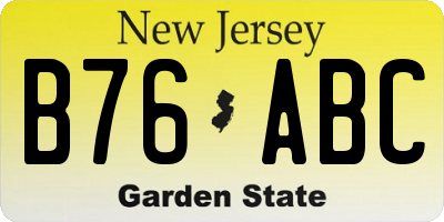 NJ license plate B76ABC