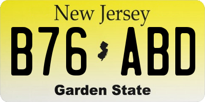 NJ license plate B76ABD