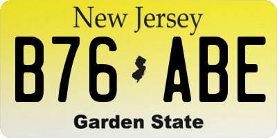 NJ license plate B76ABE