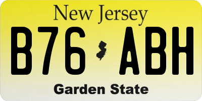 NJ license plate B76ABH