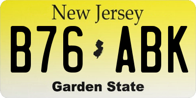 NJ license plate B76ABK
