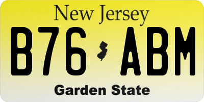 NJ license plate B76ABM