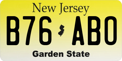 NJ license plate B76ABO