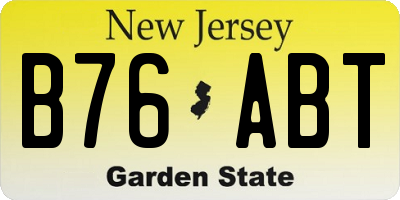 NJ license plate B76ABT