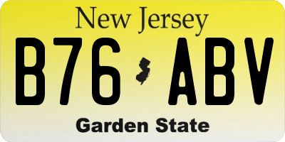 NJ license plate B76ABV