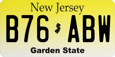 NJ license plate B76ABW