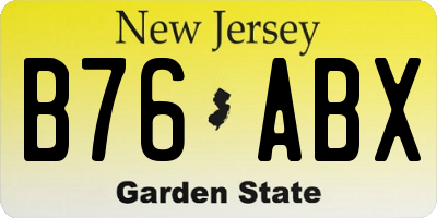 NJ license plate B76ABX