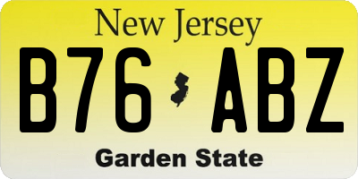 NJ license plate B76ABZ