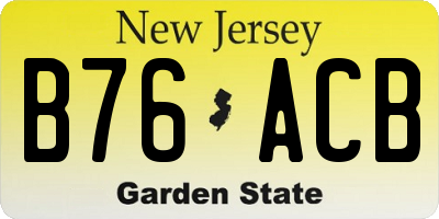NJ license plate B76ACB