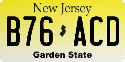 NJ license plate B76ACD