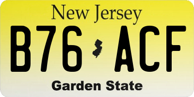 NJ license plate B76ACF