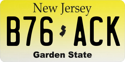 NJ license plate B76ACK