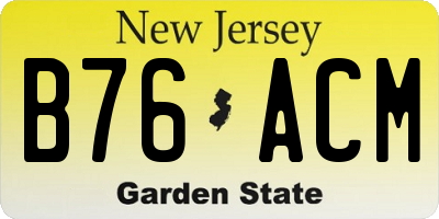 NJ license plate B76ACM