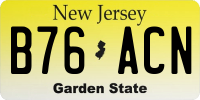 NJ license plate B76ACN