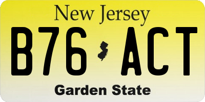 NJ license plate B76ACT