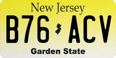 NJ license plate B76ACV