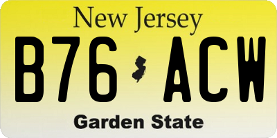 NJ license plate B76ACW