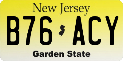 NJ license plate B76ACY