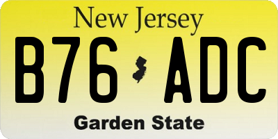 NJ license plate B76ADC