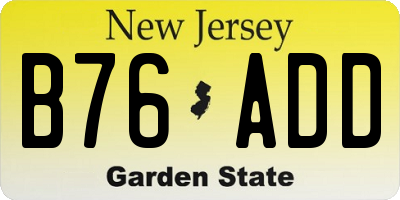 NJ license plate B76ADD
