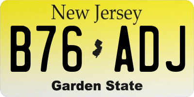 NJ license plate B76ADJ