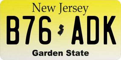 NJ license plate B76ADK