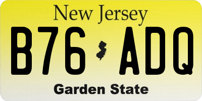 NJ license plate B76ADQ