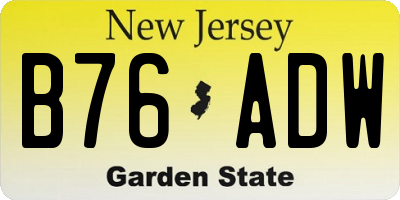 NJ license plate B76ADW
