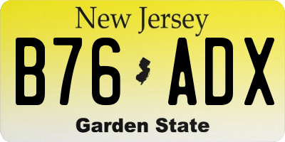 NJ license plate B76ADX