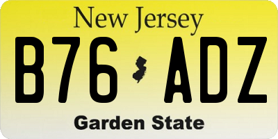 NJ license plate B76ADZ