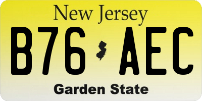 NJ license plate B76AEC