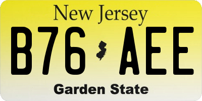 NJ license plate B76AEE