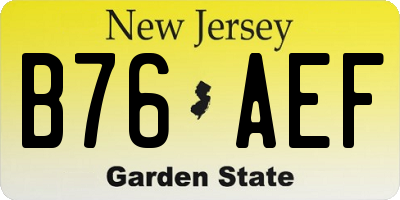 NJ license plate B76AEF