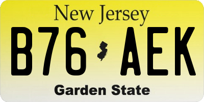 NJ license plate B76AEK