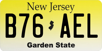 NJ license plate B76AEL