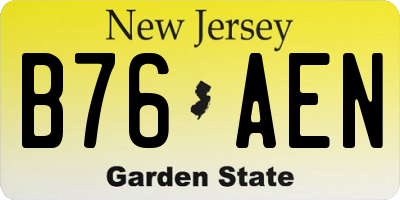 NJ license plate B76AEN