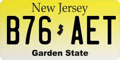NJ license plate B76AET