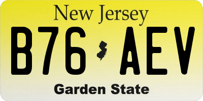 NJ license plate B76AEV