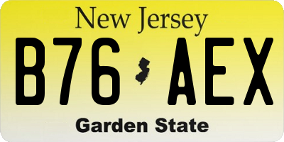 NJ license plate B76AEX