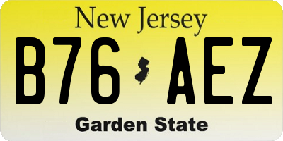NJ license plate B76AEZ